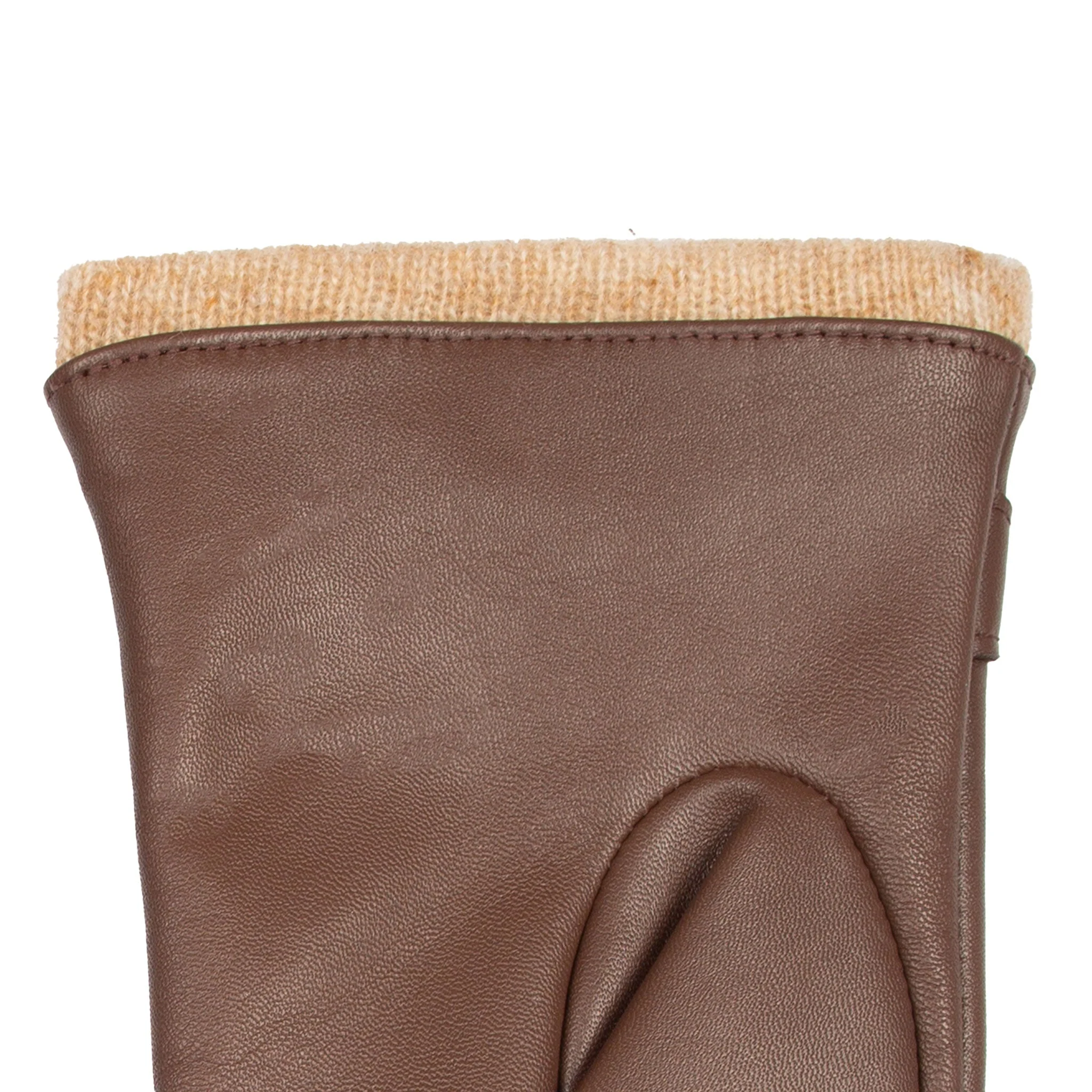 Women's Touchscreen Water-Resistant Wool Blend-Lined Leather Gloves with Snaffle and Stitch Detail - Image 8