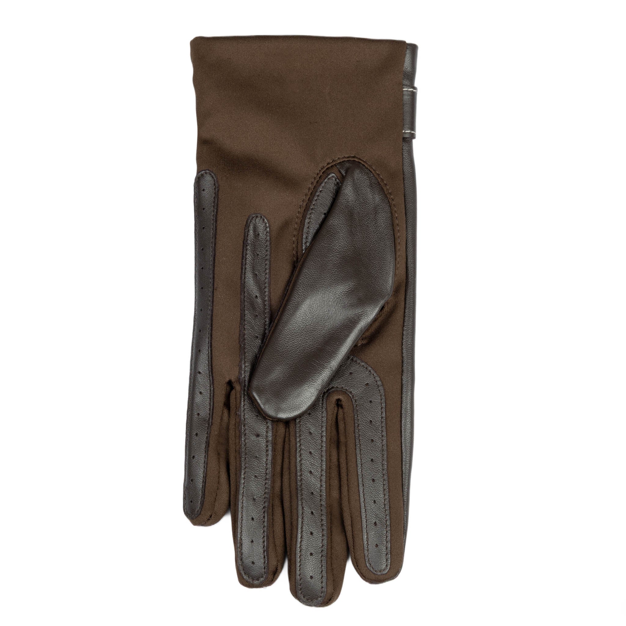 Women's Water-Resistant Faux Silk-Lined Leather and Fabric Gloves - Image 19