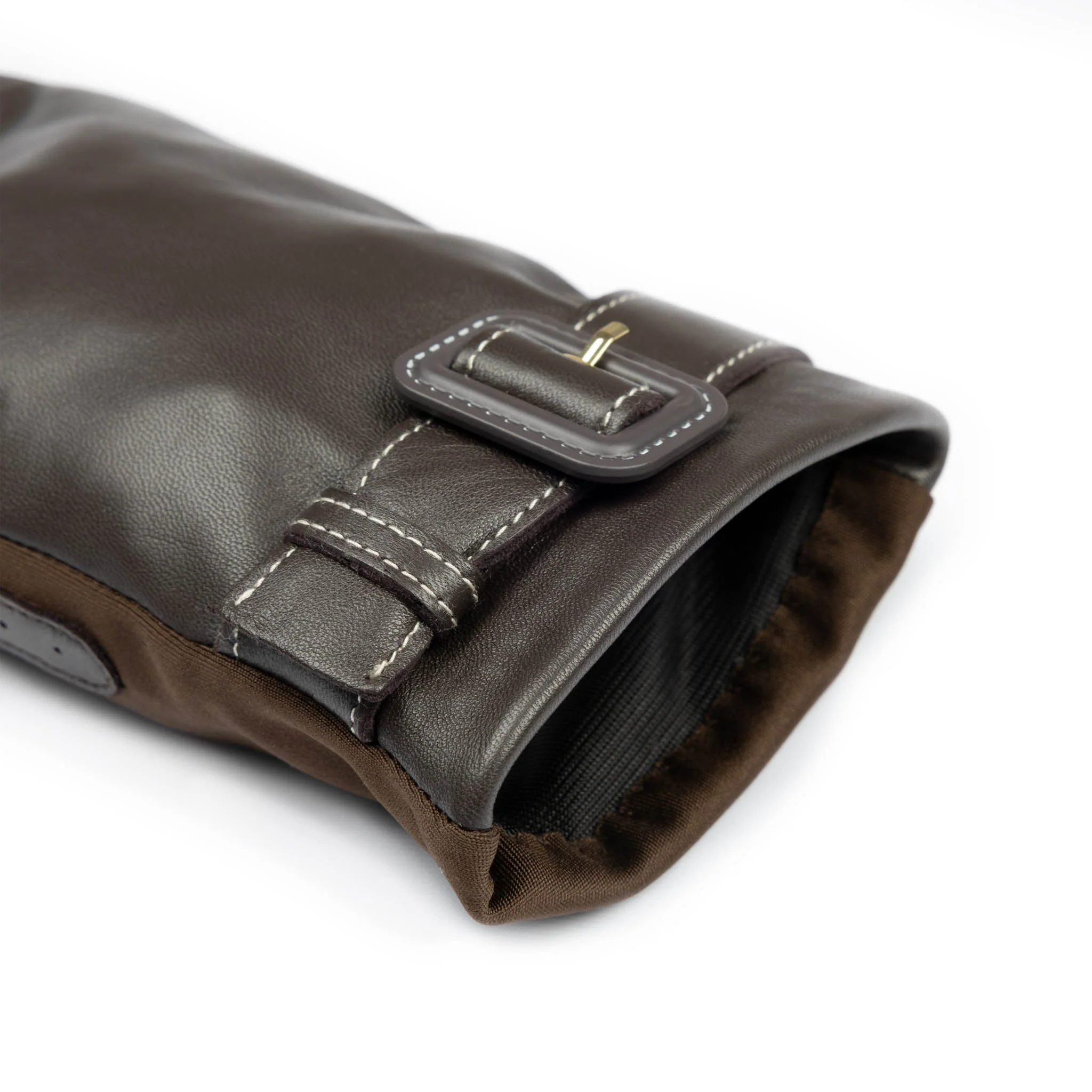 Women's Water-Resistant Faux Silk-Lined Leather and Fabric Gloves - Image 23