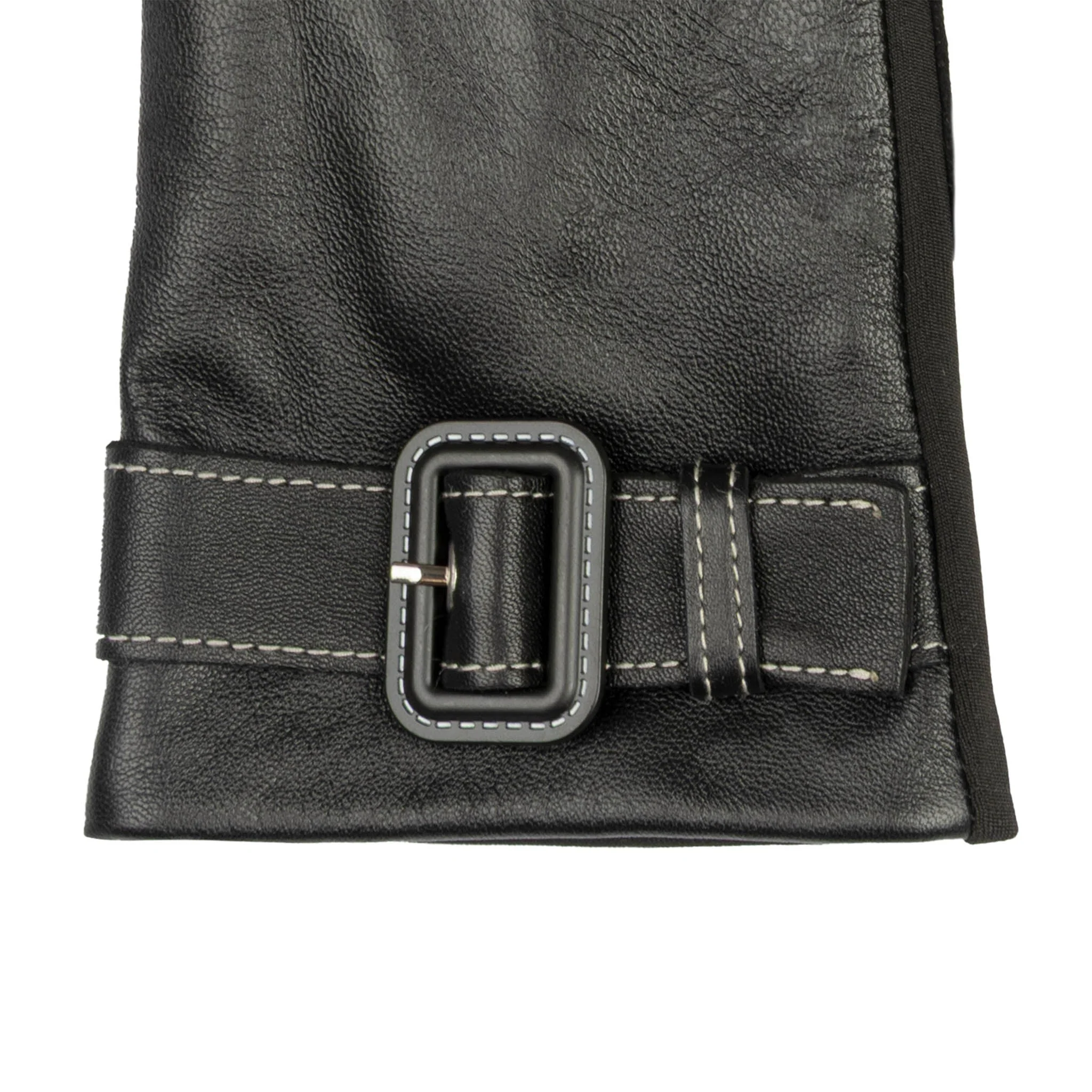 Women's Water-Resistant Faux Silk-Lined Leather and Fabric Gloves - Image 6
