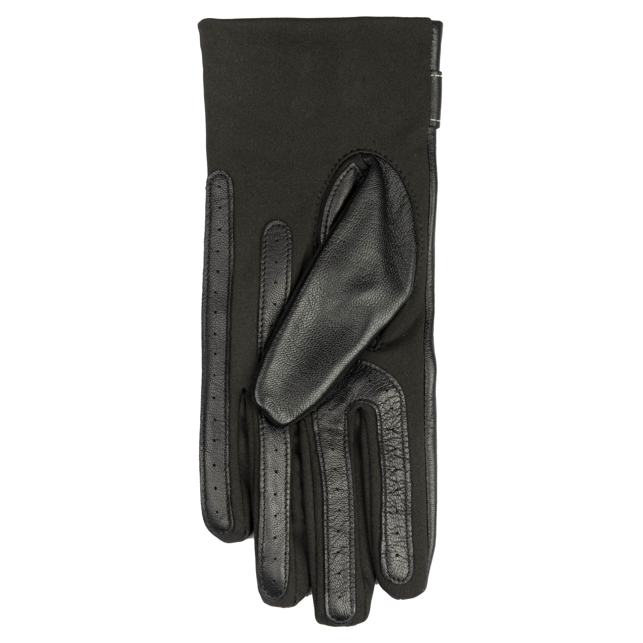 Women's Water-Resistant Faux Silk-Lined Leather and Fabric Gloves - Image 7